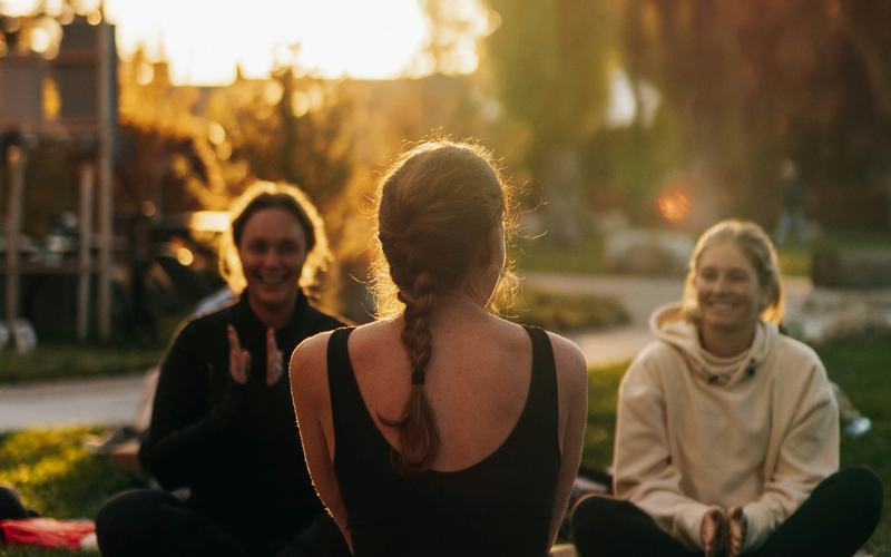 A circle of friends in twilight